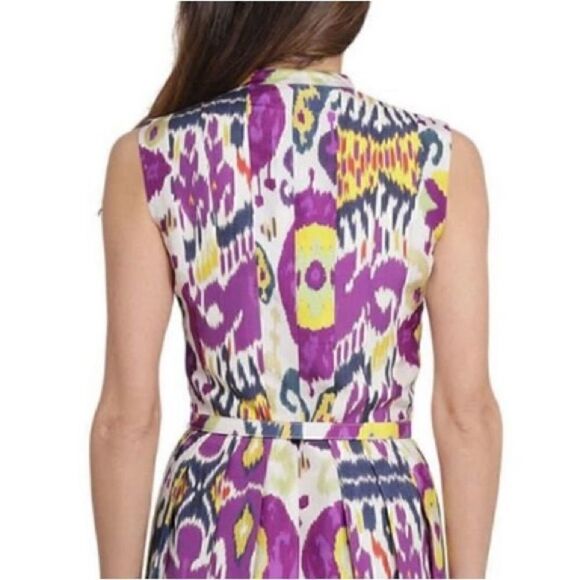 Ralph Lauren Resort 2022 Collection Freida Ikat Print Silk A-Line Midi Day Dress - Picture 13 of 15